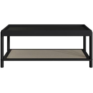 Imagem de Mesa De Centro Para Sala De Estar Pés Madeira Moss A03 Nero Preto