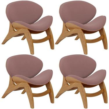 Imagem de Kit 4 Poltronas Decorativa Orgânica Sala Living Kadosh L02 Suede Rosê