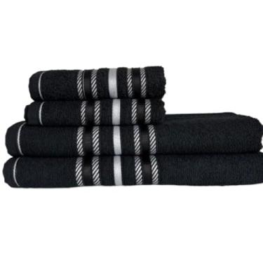 Imagem de Toalha de Banho Gigante, Kit 10 Toalha de Rosto 40x70cm Algodão Felpuda e Bordada Premium Lavabo(Kit 10 Rosto Preto)