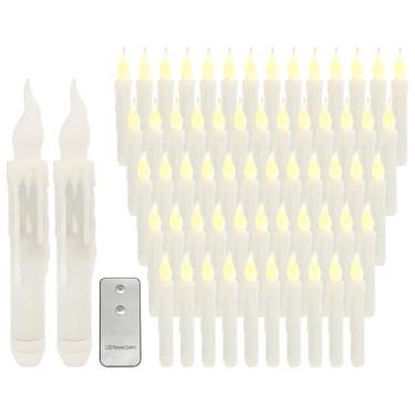Imagem de Aulaygo 60 peças de velas cônicas sem chama com controle remoto sem gotejamento, vela de LED operada por pilhas, branco quente, cintilante para casa, casamento, jantar, igreja, decoração de Natal