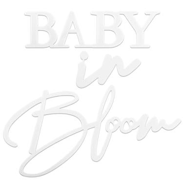 Imagem de Placa de feltro Baby in Bloom – Placa de chá de bebê para decoração de foto de balão de festa de revelação de gênero (branco)