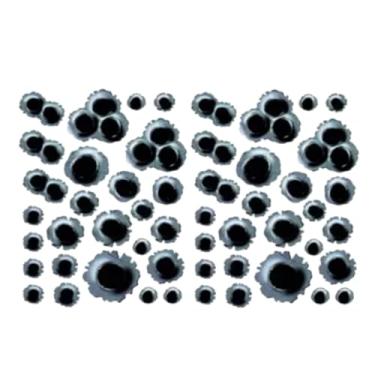 Imagem de 2 peças adesivos de carro com furo de bala 3D, simulação estereoscópica de armas falsas adesivos de furos de bala adesivos de decoração de tatuagem automotiva acessórios bala à prova d'água carro