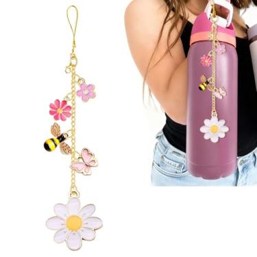 Imagem de Z-synka Alça de alça e pingente para garrafa de água Owala 680 g, 946 ml, 1,134 g, para acessórios Owala e acessórios Stanley Cup (abelha margarida branca)