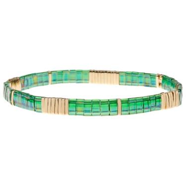 Imagem de KELITCH Pulseira feminina colorida com contas Tila Miyuki elástica elástica amizade mista, pulseiras de amizade, bracelet, Conta Tina, conta tina