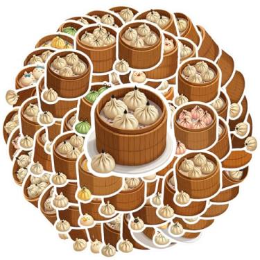 Imagem de 70 peças adesivos de comida Dim Sum adesivos engraçados salgados para laptop, bagagem, álbum de recortes, diário, adesivo, faça você mesmo, telefone, guitarra, laptop, notebook, mala de viagem