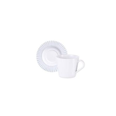 Imagem de Conjunto Xícara E Pires De Chá Tramontina Monocroma Em Porcelana Decorada 185 Ml 2 Peças