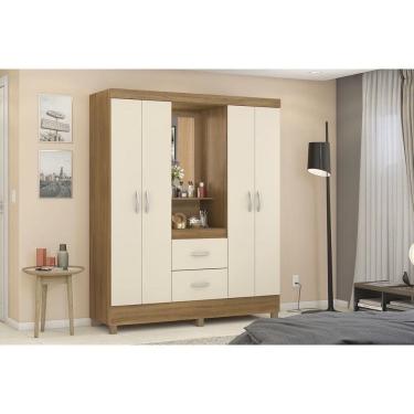Imagem de Guarda Roupa Solteiro 4 Portas E 2 Gavetas C/ 1 Espelho Capelinha Lord Amendola/off White - Demóbile