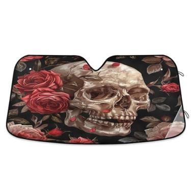 Imagem de SEHANY Esqueletos góticos engraçados para para-brisa, protetor solar dobrável, protetor de viseira de sol bloqueia os raios UV para manter o veículo fresco protetor de viseira para carro caminhão SUV