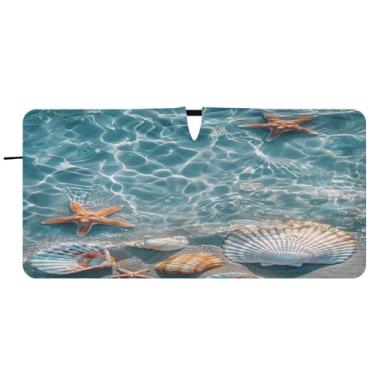 Imagem de Blueangle Para-brisa estrela do mar e coral - 149.9 cm x 76.2 cm dobrável carro janela dianteira para-sol blocos raios UV viseira solar (773)
