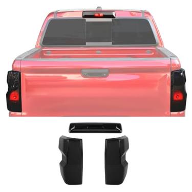 Imagem de RT-TCZ Capa de lâmpada de luz traseira Terceira 3ª capa de luz de freio Kit acessórios externos para Chevy Colorado 2023 2024 2025, preto fumado