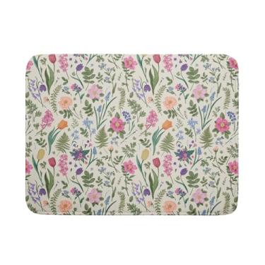 Imagem de Aytipun Tapete De Secagem Pratos Com Estampa Floral Primavera Para Bancada Cozinha 18X24, Botânica Vintage, Flor Rosa, Verde-Sálvia, Microfibra Reversível E Absorvente, Protetor Cozinha, Escorredor