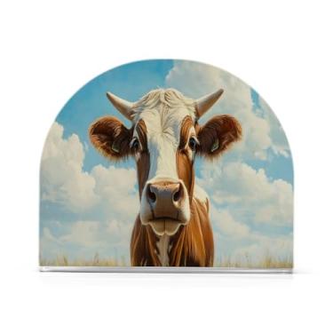 Imagem de JUZIHAI Porta-guardanapos de vaca engraçado para mesa dispensador de guardanapo de acrílico para mesa suporte de lenços independente para cozinha sala de jantar bar festa decoração de casa