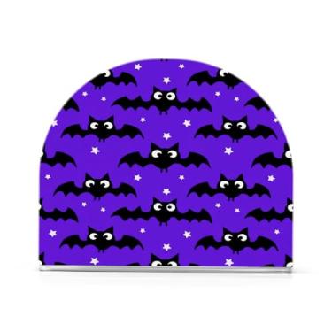 Imagem de JUZIHAI Morcegos de Halloween Estrelas Porta-guardanapos para mesa Dispensador de guardanapo em pé de acrílico Suporte de lenços de mesa independente para cozinha sala de jantar bar festa decoração de