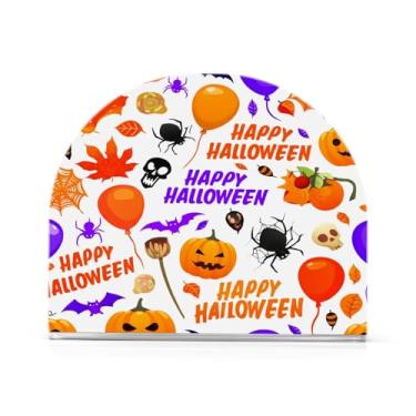 Imagem de JUZIHAI Abóboras de Halloween Porta-guardanapos para mesa Dispensador de guardanapo de acrílico para mesa Suporte de lenços independente para cozinha sala de jantar bar festa decoração de casa