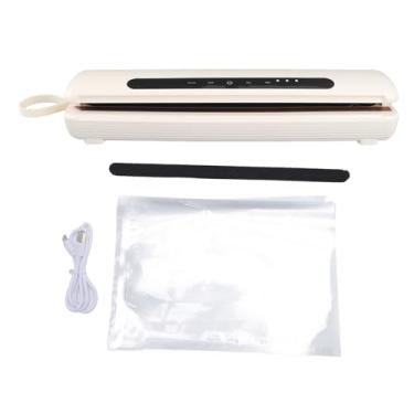 Imagem de Máquina seladora a vácuo automática completa, compacta e eficiente, seladora de embalagens de alimentos para casa, cozinha, pequeno uso comercial, abs branco 380mm