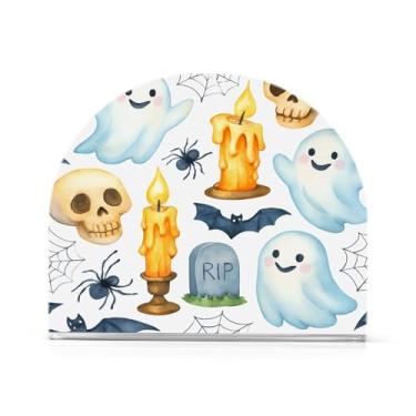 Imagem de Qilmy Porta-guardanapos acrílico fantasma fofo, suporte de guardanapo de coquetel de plástico transparente para mesas de restaurante de cozinha, 2 peças