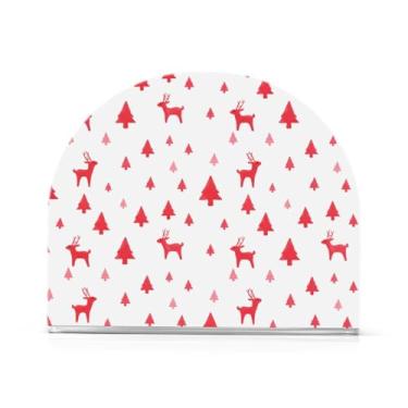 Imagem de JUZIHAI Porta-guardanapos de rena de árvore de Natal para mesa, dispensador de guardanapo de acrílico, suporte de lenços independente de mesa para cozinha, jantar, bar, festa, decoração de casa