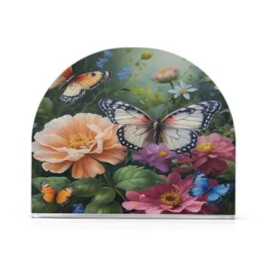 Imagem de Qilmy Porta-guardanapos de acrílico para flores e borboletas, porta-guardanapos de coquetel de plástico transparente para mesas de restaurante de cozinha, 2 peças