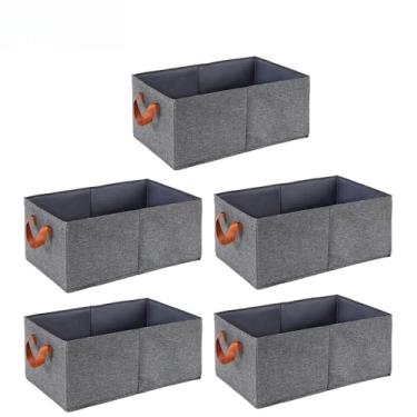 Imagem de Caixa Organizadora Dobrável 35L em Tecido | Organizador de Roupas para Guarda-Roupa | Caixa Multiuso com Tampa Antipoeira (5)