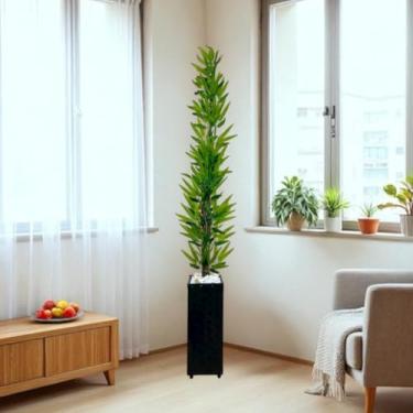 Imagem de Árvore de Bambu da Sorte Artificial 1,40m com Vaso Decorativo – Planta Artificial Realista para Sala, Escritório e Varanda (Vaso Preto)