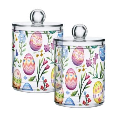 Imagem de Qilmy Pacote com 2 suportes para ovos de Páscoa, frascos de boticário de 400 ml, vasilha organizadora de banheiro para cotonetes, bolas de algodão, almofadas de maquiagem, fio dental, sais de banho