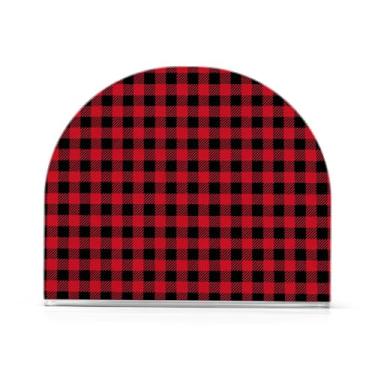 Imagem de Qilmy Porta-guardanapos de acrílico xadrez vermelho preto buffalo, suporte de lenços de mesa independente, dispensador de papel de coquetel para cozinha, jantar, restaurante, bar, decoração, 1 pacote