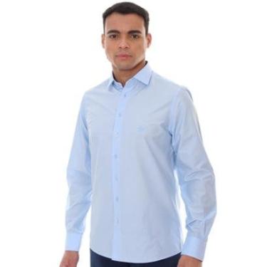 Imagem de Camisa Dudalina Masculina Slim Tricoline Lisa Azul Médio-Masculino
