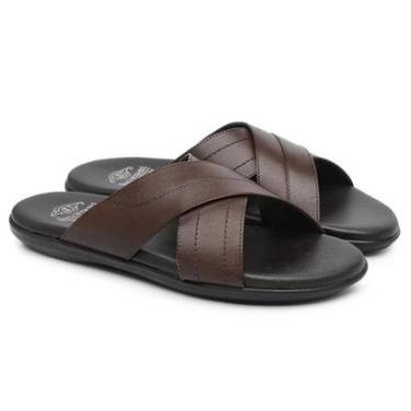 Imagem de Sandália Masculina Chinelo Jacometti Couro Tiras Grossas-Masculino
