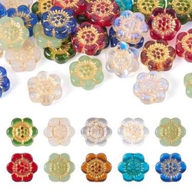 Imagem de 30 peças de contas de vidro de flores douradas entrelaçadas soltas espaçadoras contas boêmias para colar faça você mesmo, pulseira, brinco, fabricação de joias, berloque estético, miçanga para