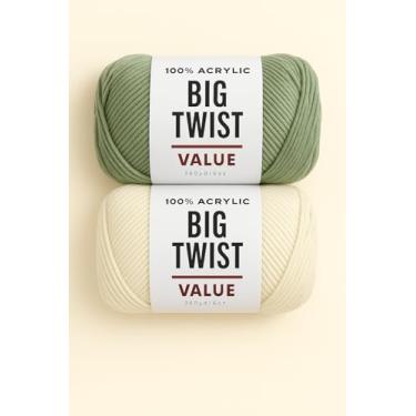 Imagem de Pacote com 2 fios Big Twist Value Yarn verde - marfim e sálvia, 100% acrílico, novelos de 170 g (380 m cada) 2 cores 1 novelo cada.