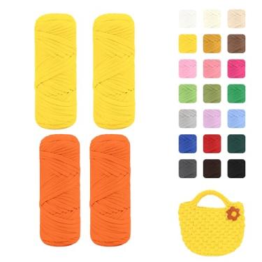 Imagem de Maxee Pacote com 4 fios de camiseta premium (200 g/75 m cada), fio de fita macia para crochê e tricô - cor intensiva e fácil de cuidar