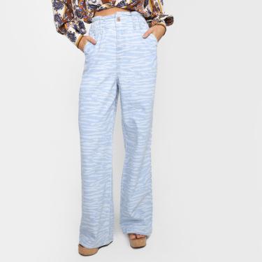 Imagem de Calça Jeans Wide Leg All Is Love Animal Print Zebra Feminina-Feminino