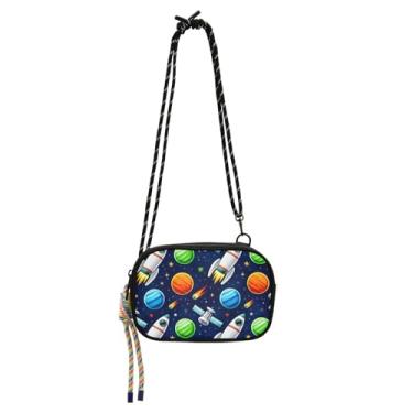 Imagem de ODAWA Bolsa masculina pequena transversal Galaxy Gold leve bolsa para celular masculina, Planetas Espaciais, One Size