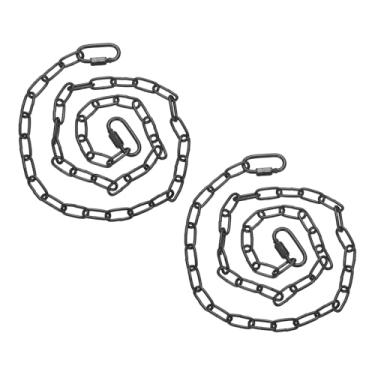 Imagem de PATIKIL 2 cadeados de corrente de portão, trava de corrente suspensa de aço de liga de 76 cm com 2 fechos abertos para barraca de celeiro, portão, rede, sacos de pancada, saco de areia, ioga, academia
