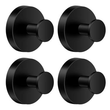 Imagem de Herda Ganchos de ventosa para chuveiro, ganchos de toalha removíveis para parede de porta de vidro da janela do banheiro, gancho de guirlanda de roupão de banho para pendurar - pacote com 4, preto