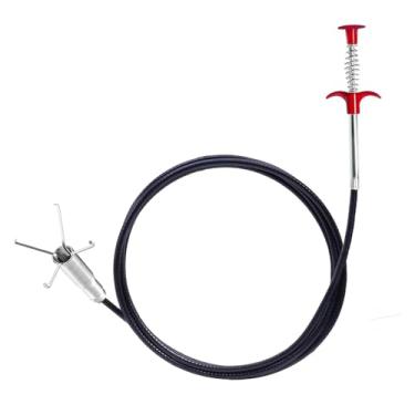 Imagem de Ferramenta de remoção de pelos de dreno de cobra, ferramenta de remoção de pelos de dreno de cobra, ferramenta de trado de encanamento com gancho para tubos de banheira (155 cm)