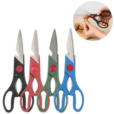 Imagem de 4 Tesouras De Cozinha Multiuso Peixes Aves Quebra Nozes 20cm