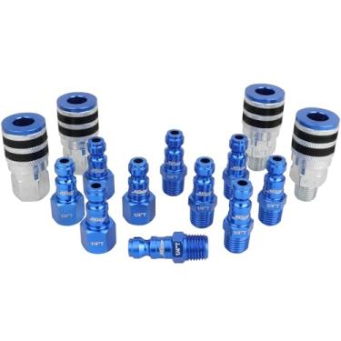 Imagem de Kit de acoplador e plugue Colorfit da Milton (estilo T) 1/10.2 cm NPT Conexões de mangueira de conexão rápida para ferramentas de ar e compressores (com amortecedor, 14)