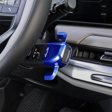 Imagem de Amzcar Capa de botão de mudança de coluna de direção de alumínio compatível com acessórios KIA EV3 2024-2025 EV4 2025-2026 EV9 2024-2025 (azul)