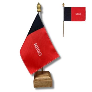 Imagem de Bandeira de Mesa Elegance Paraíba, Decorativa, Dupla Face, Multicolorido, 19x30cm, Base em Madeira Natural, para Escritório, Eventos e Decoração