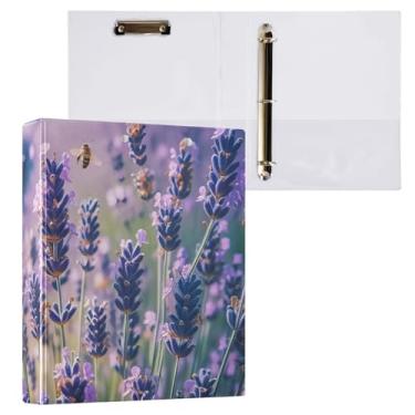 Imagem de Pasta para prancheta de campo lavanda com borboletas com três argolas com prancheta de perfil, organizador de fichário de 2,5 cm para tamanho carta (21,6 cm x 28 cm), 1 pacote