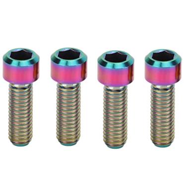 Imagem de KIMISS Risk Pinça de Freio a Disco para Mountain Bike, 4 Peças M6x18mm Parafuso de Fixação à Prova de Ferrugem Acessórios de Liga de Titânio para Desempenho Aprimorado (Brilhante; 3x2,6 mm)