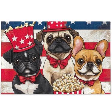 Imagem de Quebra-cabeças americanos fofos cachorros 500 peças adultos brinquedo arte jogo arte quebra-cabeça outono personalizado elefante branco, 52 cm x 37,8 cm