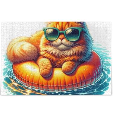 Imagem de Quebra-cabeça engraçado de gato fofo adulto 500 peças de arte de brinquedo arte divertida quebra-cabeça personalizado divertido bobo, 52 cm x 37,8 cm