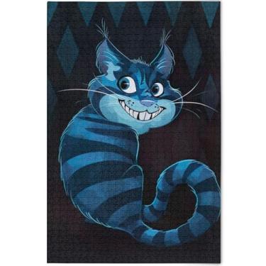 Imagem de Quebra-cabeça personalizado gato Cheshire fofo 1000 peças adultos família elefantes brancos presentes quebra-cabeças difíceis pintura de arte floral, 75 cm x 50 cm