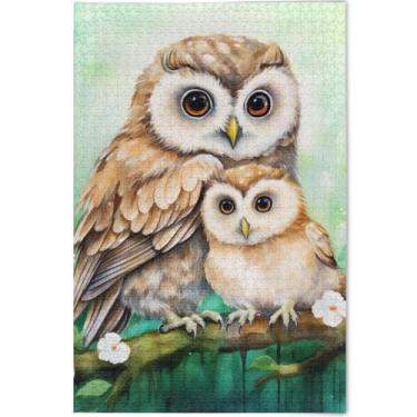 Imagem de Quebra-cabeça personalizado com flores de coruja fofas para adultos 500 peças arte colorida animal arte principal quebra-cabeça presentes elefantes brancos, 52 cm x 37,8 cm
