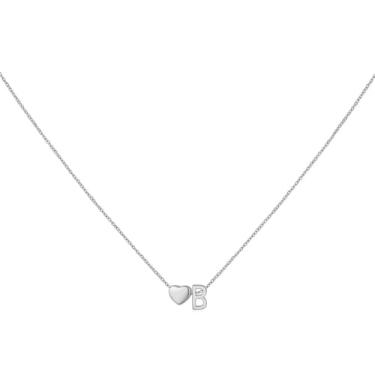 Imagem de brenstof Colar feminino com inicial de coração dos EUA - Colar com pingente de letra A banhado a ouro 18K delicados colares de coração minúsculos colares de inicial para presentes de aniversário para