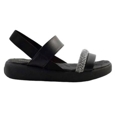 Imagem de Sandália Feminina Comfortflex 2481303 com Strass e Elástico, Preto
