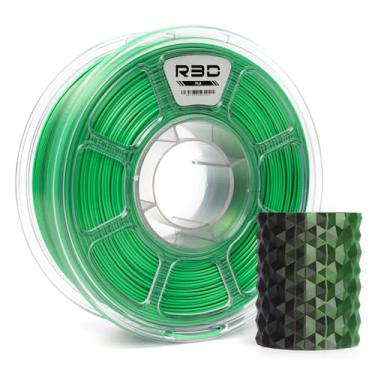 Imagem de R3D Filamento PLA de seda de duas cores, filamento de impressora 3D de coextrusão 1,75 mm, PLA de alta velocidade 30-370 mm/s, precisão dimensional +/- 0,02 mm, carretel de plástico de 1 kg (preto e