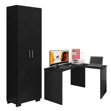 Imagem de Mesa para Computador Gávea com Extensora e Livreiro Office com Portas 